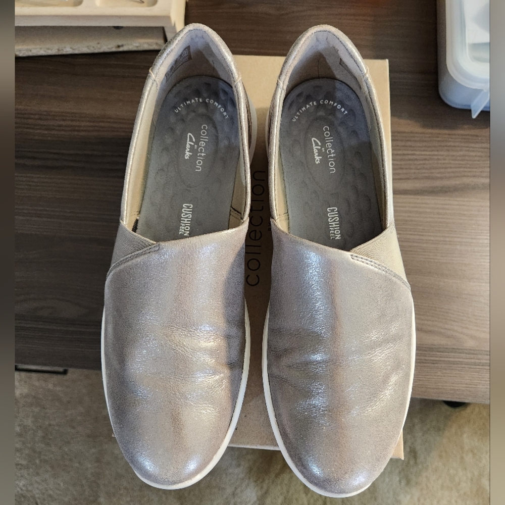 Clarks Women's Metallic Silver Loafers